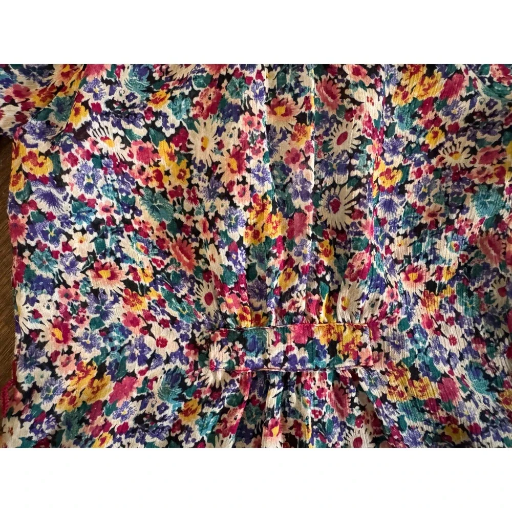 Ralph Lauren Girls 3T Floral Sheer Ruffle Button Down Peasant Blouse